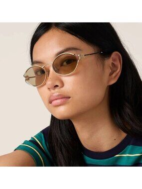 NEW MIU MIU SUNGLASSES MU52YS ZVN10R WOMEN GOLD/CREAM MU 52YS, SMU 52Y EYEWEAR